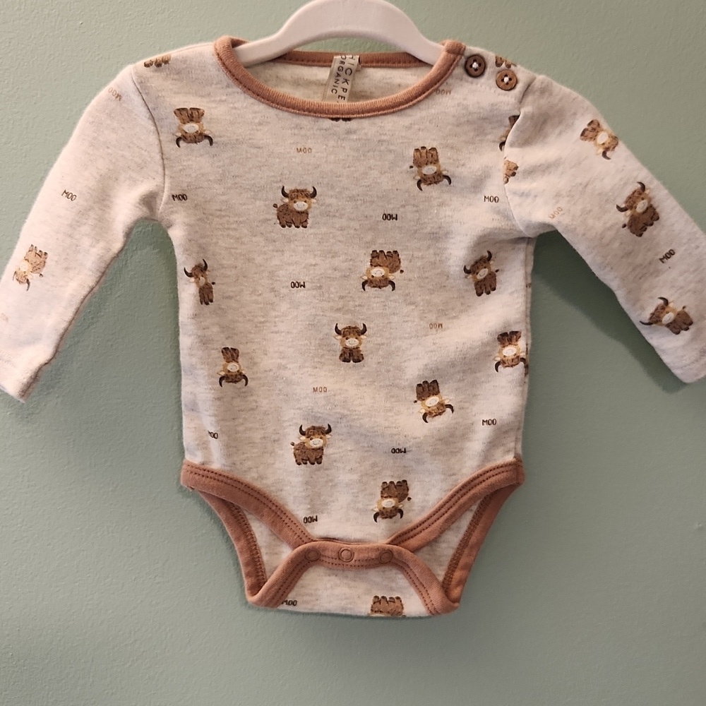 Chickpea Original Cow Print 2 Piece Long Sleeve Bodysuit Set - Picture 10 of 16